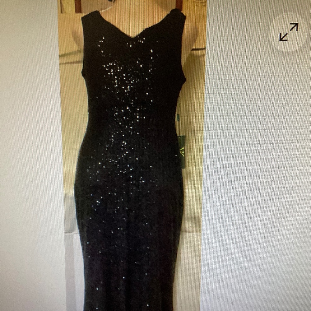 VK Selec Black Sequined Maxi evening Dress S/M